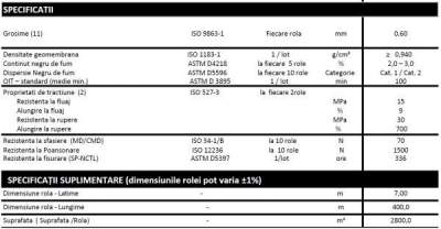 Geomembrana HDPE (PEHD) 0.6 mm , 7.00x400 , Rola 2800 m2